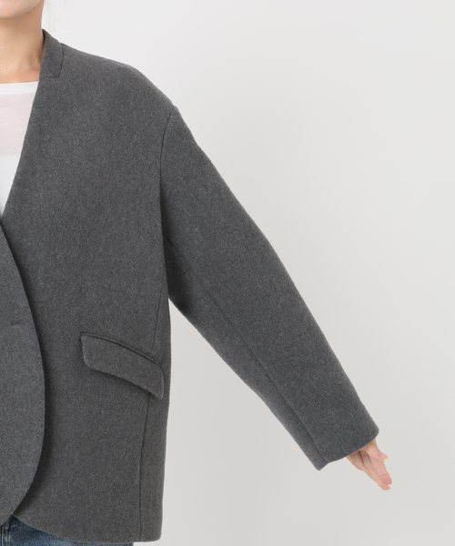 セール】ノーカラーショートコート（ノーカラーコート）｜La TOTALITE