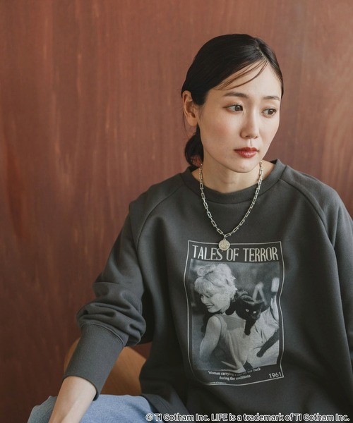 LIFE（ライフ）の「LIFE PICTURE COLLECTION＊カレッジポンチョプルオーバー/593317（Tシャツ/カットソー・レディース・グレー系その他/ダークブラウン/ライトグレー/ダークグレー・FREE）」の9枚目の写真