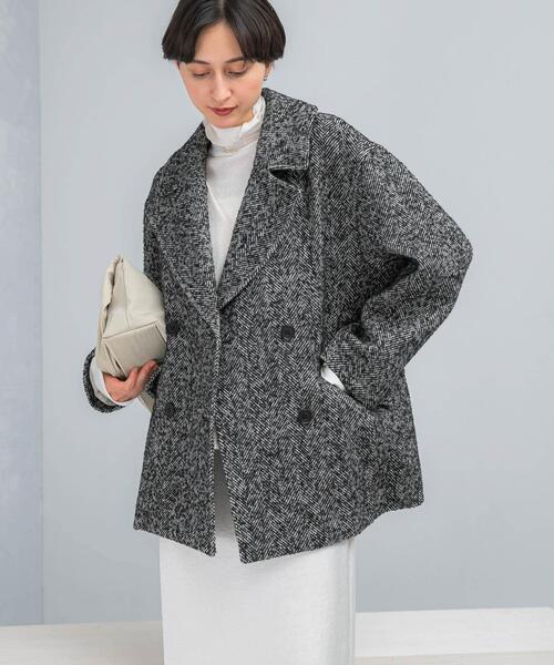 URBAN RESEARCH ROSSO WOMEN（アーバンリサーチ　ロッソ）の「オーバーミドルPコート（ピーコート・レディース・チャコールグレー/ホワイト系その他/ブラック系その他・FREE）」の7枚目の写真