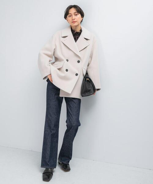 URBAN RESEARCH ROSSO WOMEN（アーバンリサーチ　ロッソ）の「オーバーミドルPコート（ピーコート・レディース・チャコールグレー/ホワイト系その他/ブラック系その他・FREE）」の14枚目の写真