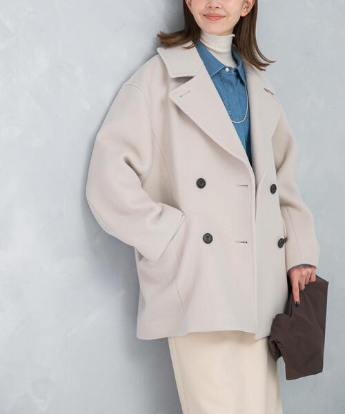 URBAN RESEARCH ROSSO WOMEN（アーバンリサーチ　ロッソ）の「オーバーミドルPコート（ピーコート・レディース・チャコールグレー/ホワイト系その他/ブラック系その他・FREE）」の18枚目の写真