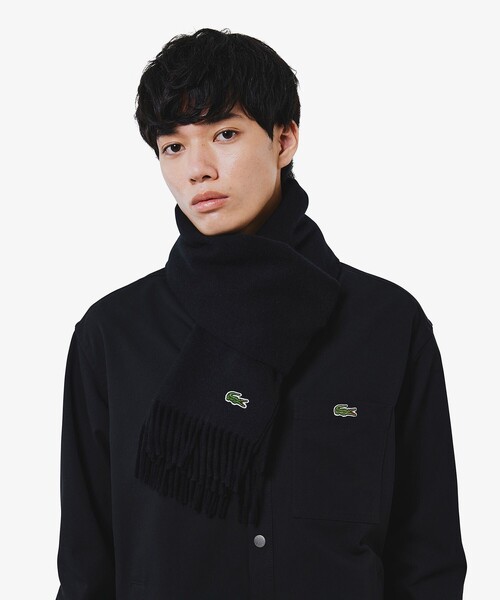 LACOSTE(ラコステ)の「メリノウールスクールマフラー(マフラー・メンズ・ネイビー/ホワイト/グレー/ブラック・FREE)」の3枚目の写真