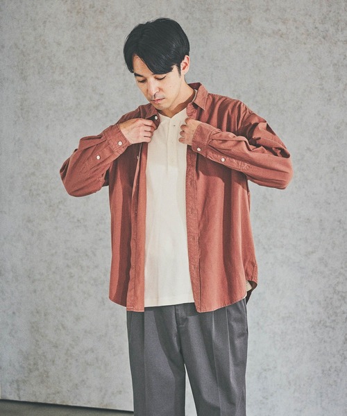 BAYFLOW(ベイフロー)の「ピーチウォッシュドレギュラーシャツ(シャツ/ブラウス・メンズ・ライトブラウン/シルバーグレー/チャコール・MEDIUM/LARGE)」の9枚目の写真