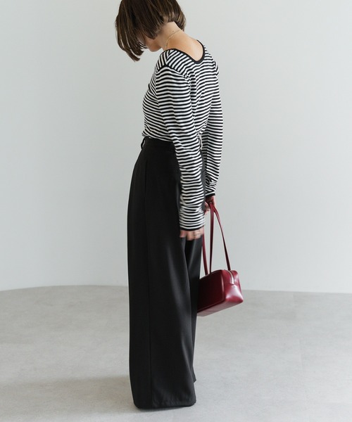 Bonjour Sagan（ボンジュールサガン）の「タックワイドバックゴムパンツ（その他パンツ・レディース・ライトベージュ/ブラック/チャコールグレー・FREE）」の7枚目の写真