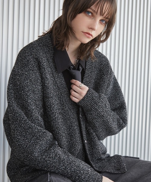Spielio（シュピーリオ）の「【Spielio】Shiny lurex cardigan / シャイニールレックスカーディガン（カーディガン/ボレロ・メンズ・ブラック系1/レッド系1・L/M/S）」の8枚目の写真