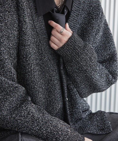 Spielio（シュピーリオ）の「【Spielio】Shiny lurex cardigan / シャイニールレックスカーディガン（カーディガン/ボレロ・メンズ・ブラック系1/レッド系1・L/M/S）」の9枚目の写真