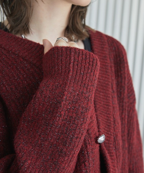 Spielio（シュピーリオ）の「【Spielio】Shiny lurex cardigan / シャイニールレックスカーディガン（カーディガン/ボレロ・メンズ・ブラック系1/レッド系1・L/M/S）」の17枚目の写真