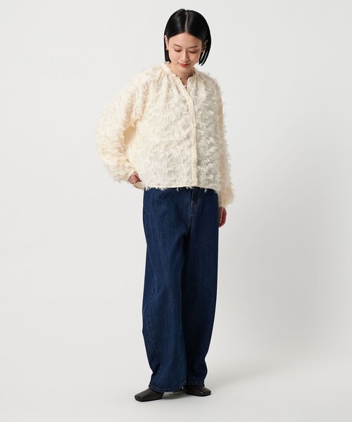 A DAY IN THE LIFE UNITED ARROWS(アデイインザライフユナイテッドアローズ)の「カットジャガード オーバーシャツ <A DAY IN THE LIFE>(シャツ/ブラウス・レディース・ブラウン系/ブラック/オフホワイト・FREE)」の4枚目の写真