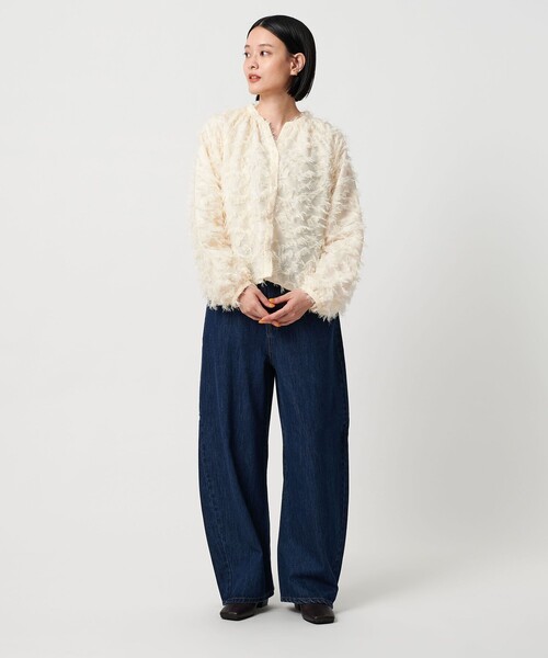 A DAY IN THE LIFE UNITED ARROWS(アデイインザライフユナイテッドアローズ)の「カットジャガード オーバーシャツ <A DAY IN THE LIFE>(シャツ/ブラウス・レディース・ブラウン系/ブラック/オフホワイト・FREE)」の5枚目の写真