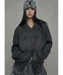 A'GEM/9 × .kom 『NIIER NOR/ニアノア』 DIRTY WASHING HOOD ZIP-UP/スプレー加工 ジップアップパーカー
