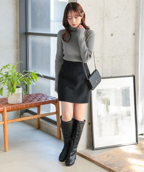 Petitle（プチレ）の「[ 低身長向けサイズ ] 足長×幅が選べる ストレッチロングブーツ（ブーツ・レディース・ブラック・S-Regular/L1/L-Regular/M1/M-Regular/S1）」の4枚目の写真