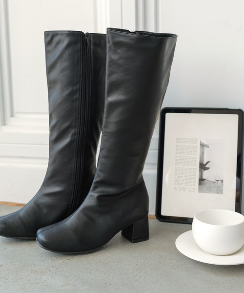 Petitle（プチレ）の「[ 低身長向けサイズ ] 足長×幅が選べる ストレッチロングブーツ（ブーツ・レディース・ブラック・S-Regular/L1/L-Regular/M1/M-Regular/S1）」の9枚目の写真