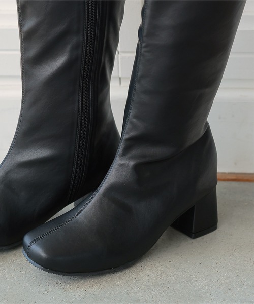 Petitle（プチレ）の「[ 低身長向けサイズ ] 足長×幅が選べる ストレッチロングブーツ（ブーツ・レディース・ブラック・S-Regular/L1/L-Regular/M1/M-Regular/S1）」の10枚目の写真