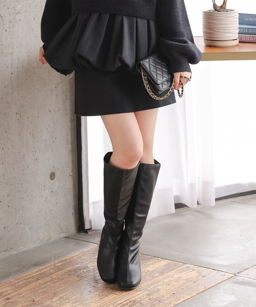 Petitle（プチレ）の「[ 低身長向けサイズ ] 足長×幅が選べる ストレッチロングブーツ（ブーツ・レディース・ブラック・S-Regular/L1/L-Regular/M1/M-Regular/S1）」の11枚目の写真