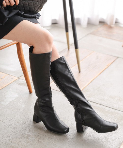 Petitle（プチレ）の「[ 低身長向けサイズ ] 足長×幅が選べる ストレッチロングブーツ（ブーツ・レディース・ブラック・S-Regular/L1/L-Regular/M1/M-Regular/S1）」の12枚目の写真