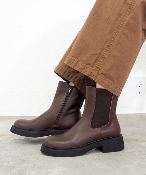 あしながおじさん（アシナガオジサン）の「プレーンサイドゴアブーツ　4810007（ブーツ・レディース・ブラック/ダークブラウン・22.5cm/23cm/23.5cm/24cm/24.5cm）」の6枚目の写真