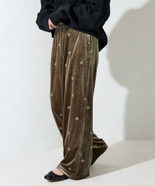 限定展開 ベロア 花柄 刺繍 イージーパンツ（その他パンツ）｜FREAK'S
