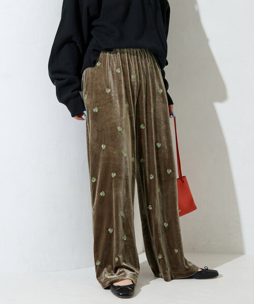 限定展開 ベロア 花柄 刺繍 イージーパンツ（その他パンツ）｜FREAK'S