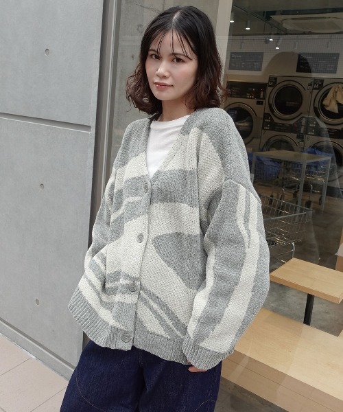 CORNERS（コーナーズ）の「ニュアンス柄モールニットカーディガン（カーディガン/ボレロ・レディース・ベージュ/ネイビー/オレンジ/ライトカーキ・FREE）」の2枚目の写真