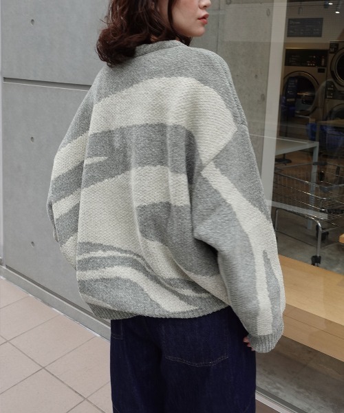 CORNERS（コーナーズ）の「ニュアンス柄モールニットカーディガン（カーディガン/ボレロ・レディース・ベージュ/ネイビー/オレンジ/ライトカーキ・FREE）」の6枚目の写真