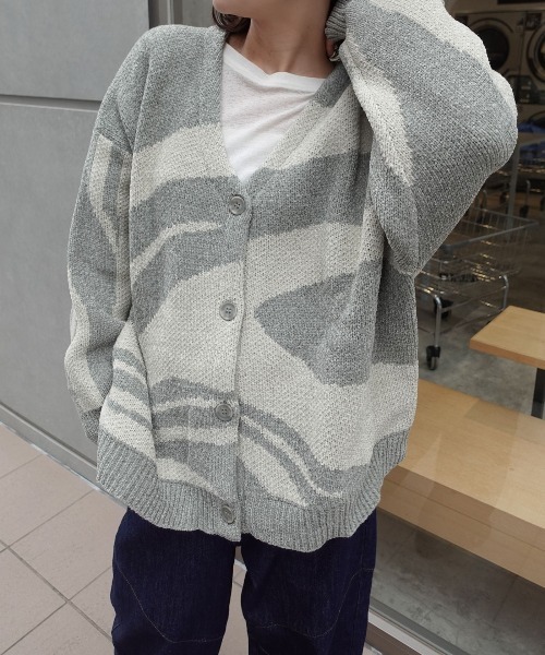 CORNERS（コーナーズ）の「ニュアンス柄モールニットカーディガン（カーディガン/ボレロ・レディース・ベージュ/ネイビー/オレンジ/ライトカーキ・FREE）」の7枚目の写真