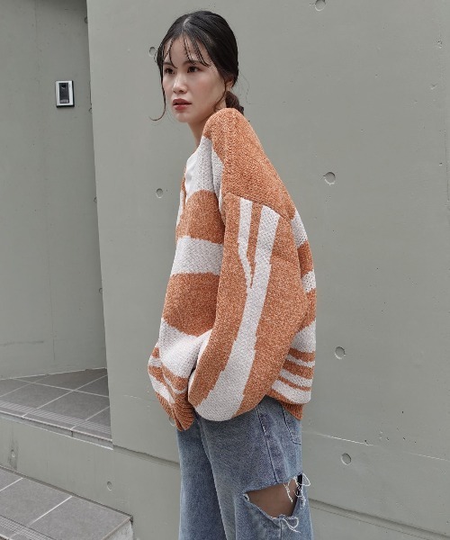 CORNERS（コーナーズ）の「ニュアンス柄モールニットカーディガン（カーディガン/ボレロ・レディース・ベージュ/ネイビー/オレンジ/ライトカーキ・FREE）」の13枚目の写真