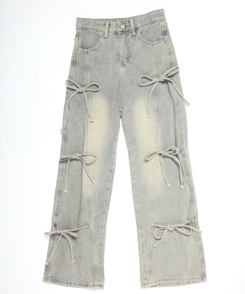 MORE self LOVE（モアセルフラブ）の「リボンデザインデニム（デニムパンツ・レディース・ブルー・FREE）」の12枚目の写真