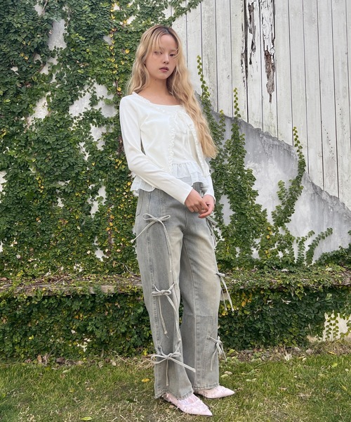 MORE self LOVE（モアセルフラブ）の「リボンデザインデニム（デニムパンツ・レディース・ブルー・FREE）」の20枚目の写真