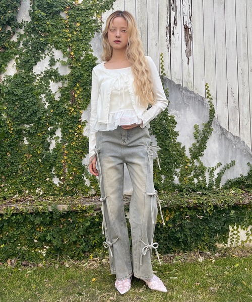 MORE self LOVE（モアセルフラブ）の「リボンデザインデニム（デニムパンツ・レディース・ブルー・FREE）」の18枚目の写真