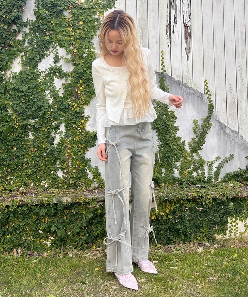 MORE self LOVE（モアセルフラブ）の「リボンデザインデニム（デニムパンツ・レディース・ブルー・FREE）」の21枚目の写真