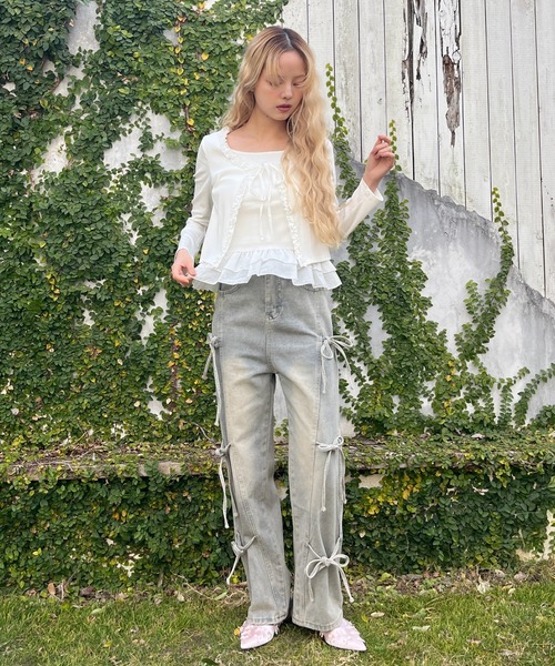 MORE self LOVE（モアセルフラブ）の「リボンデザインデニム（デニムパンツ・レディース・ブルー・FREE）」の13枚目の写真