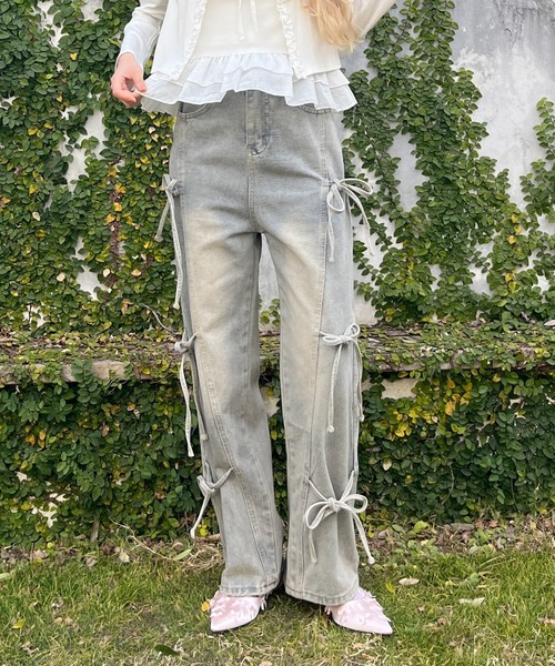 MORE self LOVE（モアセルフラブ）の「リボンデザインデニム（デニムパンツ・レディース・ブルー・FREE）」の22枚目の写真
