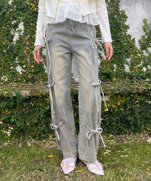 MORE self LOVE（モアセルフラブ）の「リボンデザインデニム（デニムパンツ・レディース・ブルー・FREE）」の17枚目の写真