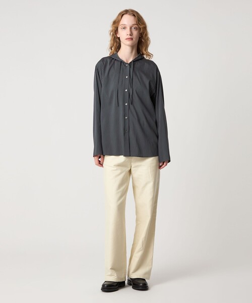 Steven Alan（スティーブンアラン）の「＜Steven Alan＞ストライプ フード シャツ（シャツ/ブラウス・レディース・ケリーグリーン/ダークブラウン・M/S）」の3枚目の写真