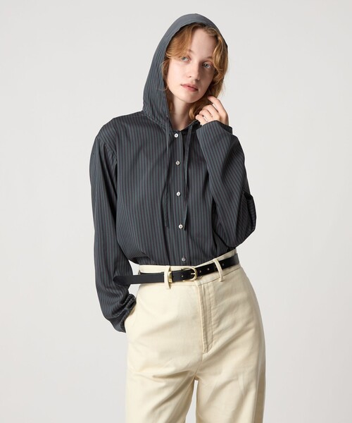 Steven Alan（スティーブンアラン）の「＜Steven Alan＞ストライプ フード シャツ（シャツ/ブラウス・レディース・ケリーグリーン/ダークブラウン・M/S）」の5枚目の写真