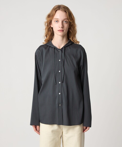Steven Alan（スティーブンアラン）の「＜Steven Alan＞ストライプ フード シャツ（シャツ/ブラウス・レディース・ケリーグリーン/ダークブラウン・M/S）」の10枚目の写真