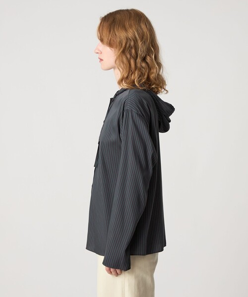 Steven Alan（スティーブンアラン）の「＜Steven Alan＞ストライプ フード シャツ（シャツ/ブラウス・レディース・ケリーグリーン/ダークブラウン・M/S）」の11枚目の写真