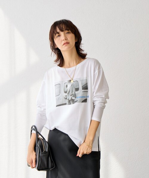 RIVE DROITE（リヴドロワ）の「【インナーとしても◎】PHOTO long Tee（Tシャツ/カットソー・レディース・ホワイト/グレー・FREE）」の19枚目の写真