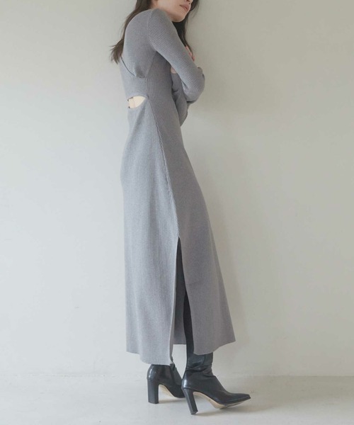 ACYM（アシーム）の「Back open mix knit ワンピース（ワンピース・レディース・アイボリー/グレー/ブラック・FREE）」の22枚目の写真