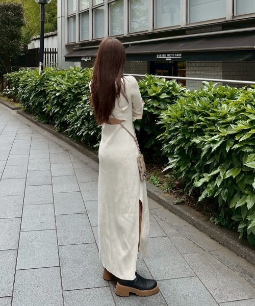 セール】Back open mix knit ワンピース（ワンピース）｜ACYM