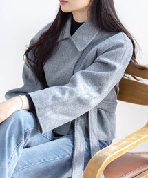 STAY MOTION | 【WEB限定】ウエストベルト付きショート丈コート［韓国ファッション カジュアル］≪AW新作≫(ステンカラーコート)