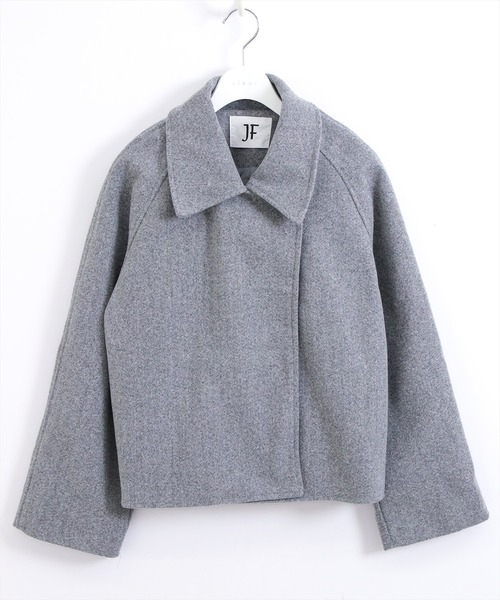 STAY MOTION（ステイモーション）の「【WEB限定】ウエストベルト付きショート丈コート［韓国ファッション カジュアル］≪AW新作≫（ステンカラーコート・レディース・ブラック/グレー・F）」の4枚目の写真