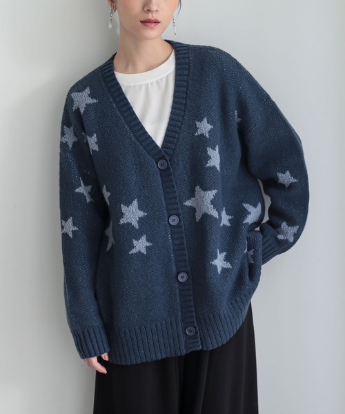 n'OrLABEL（ノアールレーベル）の「『星柄ニットカーディガン』（カーディガン/ボレロ・レディース・ブラック/ネイビー・FREE）」の11枚目の写真
