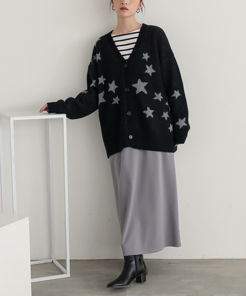n'OrLABEL（ノアールレーベル）の「『星柄ニットカーディガン』（カーディガン/ボレロ・レディース・ブラック/ネイビー・FREE）」の9枚目の写真