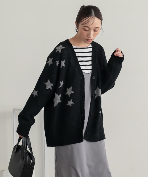 n'OrLABEL（ノアールレーベル）の「『星柄ニットカーディガン』（カーディガン/ボレロ・レディース・ブラック/ネイビー・FREE）」の14枚目の写真