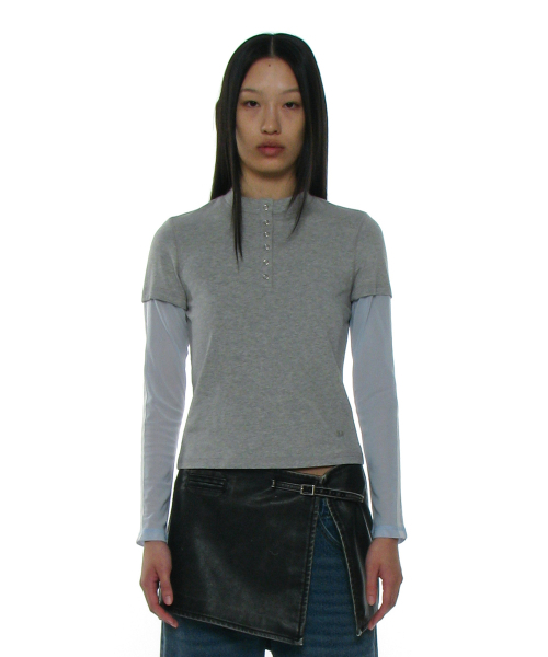 PARTIMENTO WOMEN(パルティメントウィメン)の「オールインワンレイヤードヘンリーロングスリーブT_メランジ(Tシャツ/カットソー・レディース・その他・SMALL/MEDIUM)」の1枚目の写真