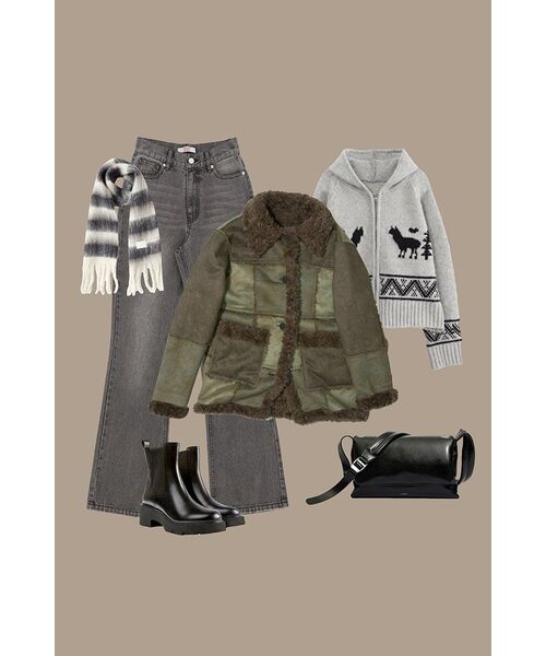 RONRON(ロンロン)の「ALPACA JACQUARD HOOD ZIP-UP KNIT GREY(ニット/セーター・レディース・その他・FREE)」の9枚目の写真