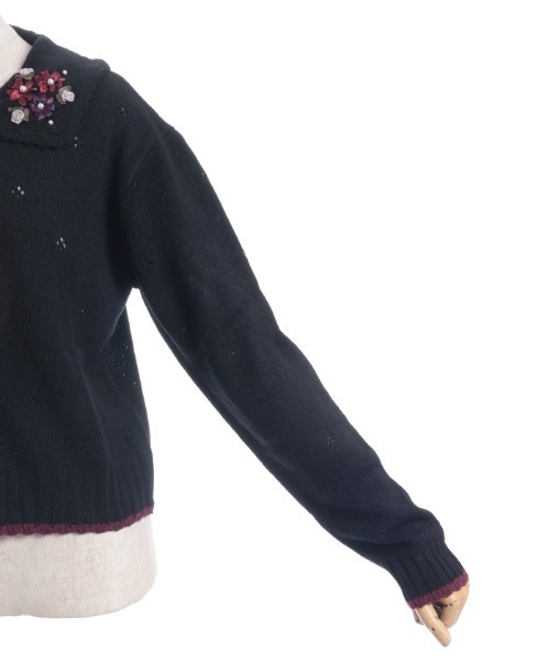 axes femme（アクシーズファム）の「フラワーリボン刺繍ニットカーディガン（カーディガン/ボレロ・レディース・ブラック/キナリ・FREE）」の8枚目の写真