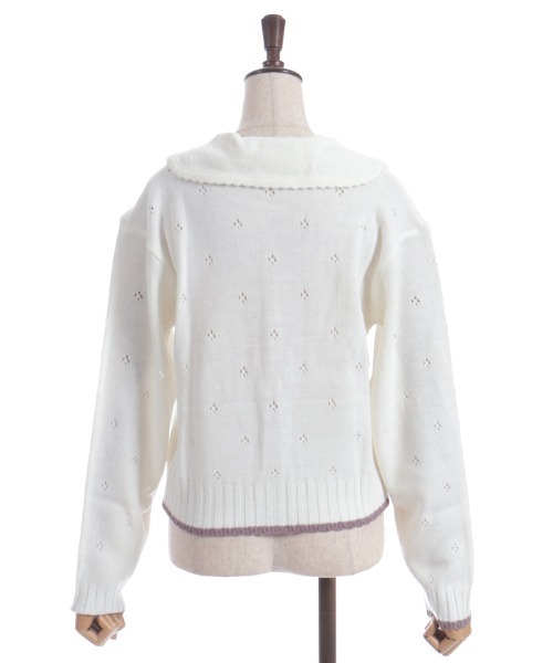 axes femme（アクシーズファム）の「フラワーリボン刺繍ニットカーディガン（カーディガン/ボレロ・レディース・ブラック/キナリ・FREE）」の11枚目の写真