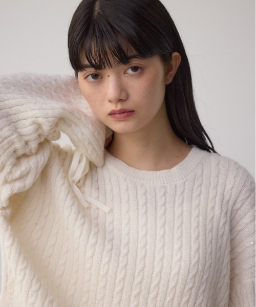 セール】ドロストリングスパンコールラメニット（ニット/セーター